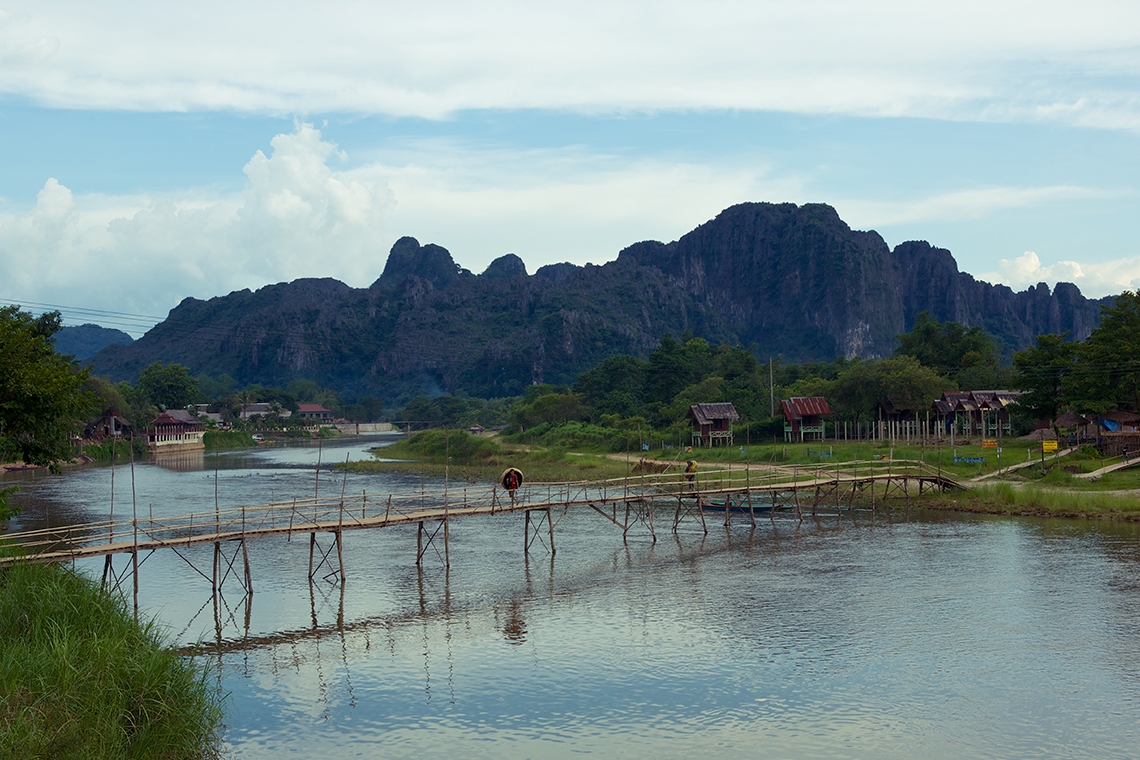 Vang Vieng - Nam Song River - Bamboo Bridge
